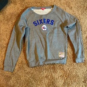 Men's Philadelphia 76ers Mitchell & Ness Fleece Pullover Sweatshirt 🔥🔥🔥